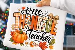 Preppy One Thankful Teacher Png, Fall Teacher Png Product Image 3