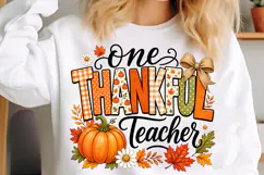 Preppy One Thankful Teacher Png, Fall Teacher Png Product Image 4