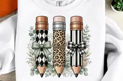 Preppy Pencil Bow PNG, Coquette Teacher Shirt Design, Product Image 1