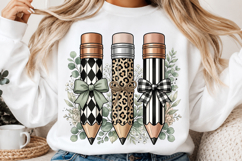 Preppy Pencil Bow PNG, Coquette Teacher Shirt Design, Product Image 2
