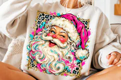 Preppy Santa Claus PNG | Retro Leopard Brushstroke Christmas Product Image 3