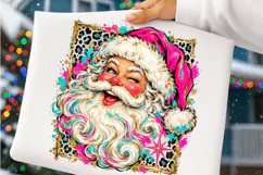 Preppy Santa Claus PNG | Retro Leopard Brushstroke Christmas Product Image 5