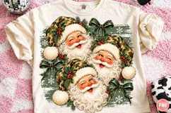 Preppy Camo Christmas Santa PNG | Festive Santa Faces Png Product Image 1