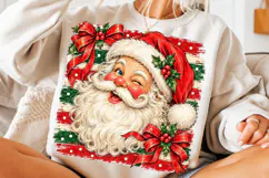 Preppy Santa Christmas PNG | Retro Striped & Polka Dot Png Product Image 3