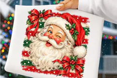 Preppy Santa Christmas PNG | Retro Striped & Polka Dot Png Product Image 5