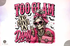 Preppy Skeleton PNG Design,Too Glam to Give a Damn Product Image 1