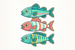 Preppy Striped Fish PNG Png Summer Beach Product Image 1
