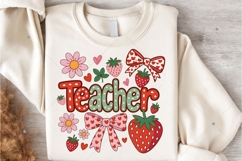 Preppy Teacher Strawberry PNG, Cute Strawberry PNG, Floral Product Image 3