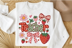 Preppy Teacher Strawberry PNG, Cute Strawberry PNG, Floral Product Image 4