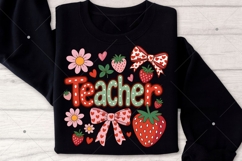 Preppy Teacher Strawberry PNG, Cute Strawberry PNG, Floral Product Image 5