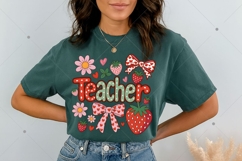 Preppy Teacher Strawberry PNG, Cute Strawberry PNG, Floral Product Image 7