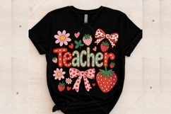 Preppy Teacher Strawberry PNG, Cute Strawberry PNG, Floral Product Image 8
