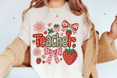 Preppy Teacher Strawberry PNG, Cute Strawberry PNG, Floral Product Image 9