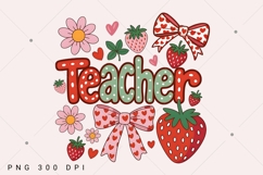 Preppy Teacher Strawberry PNG, Cute Strawberry PNG, Floral Product Image 2
