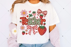Preppy Teacher Strawberry PNG, Cute Strawberry PNG, Floral Product Image 1