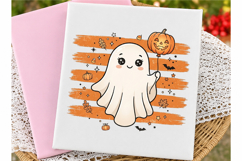 Preppy Textured Ghost Pumpkin PNG Product Image 3