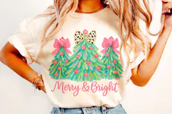 Merry And Bright PNG, Holiday PNG, Christmas Tree PNG, Santa Product Image 1
