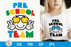 Preschool Team Svg use for your kids first day of school celebration. You can decorate t-shirts, mugs, posters, signs, bags, pillows, phone cases and more.