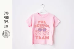 Preschool Team Svg use for your kids first day of school celebration. You can decorate t-shirts, mugs, posters, signs, bags, pillows, phone cases and more.