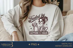Fueled by Caffeine And Chaos Png, Skeleton Caffeine Png Product Image 3
