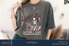 Fueled by Caffeine And Chaos Png, Skeleton Caffeine Png Product Image 4