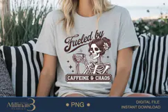 Fueled by Caffeine And Chaos Png, Skeleton Caffeine Png Product Image 5