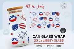 20oz, 4th of July Can Glass SVG, Sunglasses Libbey full wrap Product Image 1