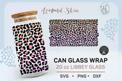 Leopard Print SVG 20oz, Animal Skin SVG, Can Glass Full Wrap Product Image 1