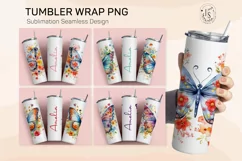 Butterfly Floral Tumbler Wrap, Add Your Own Name 20oz Product Image 1