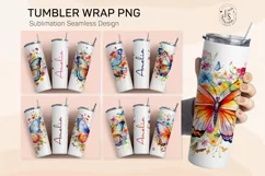 Butterfly Floral Tumbler Wrap, Add Your Own Name 20oz Product Image 1
