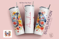 Butterfly Floral Tumbler Wrap, Add Your Own Name 20oz Product Image 2