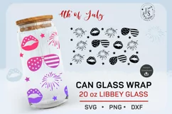 20oz, 4th of July Can Glass SVG, Sunglasses Libbey full wrap Product Image 2