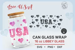 USA Heart SVG, 4th of July Can Glass svg Full Wrap 16oz Product Image 2