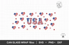 USA Heart SVG, 4th of July Can Glass svg Full Wrap 16oz Product Image 4