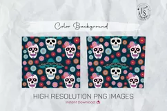 Sugar Skull and Flowers 20oz Tumbler Sublimation Wraps Product Image 3