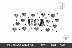 USA Heart SVG, 4th of July Can Glass svg Full Wrap 16oz Product Image 6