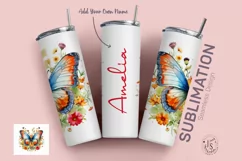 Butterfly Floral Tumbler Wrap, Add Your Own Name 20oz Product Image 4