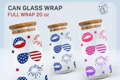 20oz, 4th of July Can Glass SVG, Sunglasses Libbey full wrap Product Image 3