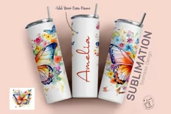 Butterfly Floral Tumbler Wrap, Add Your Own Name 20oz Product Image 5