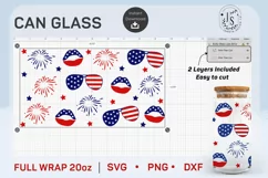 20oz, 4th of July Can Glass SVG, Sunglasses Libbey full wrap Product Image 5