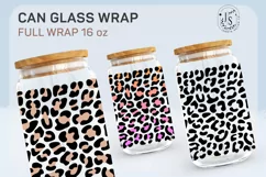 Leopard Print SVG 16oz, Animal Skin SVG, Can Glass Full Wrap Product Image 3