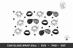 20oz, 4th of July Can Glass SVG, Sunglasses Libbey full wrap Product Image 6