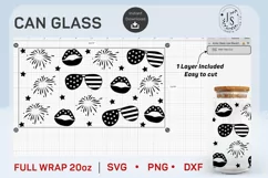 20oz, 4th of July Can Glass SVG, Sunglasses Libbey full wrap Product Image 7