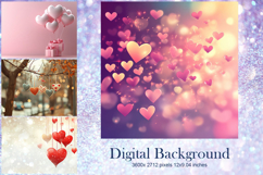 Heart Valentines Background Love Wallpaper Bokeh Backdrop36 Product Image 1