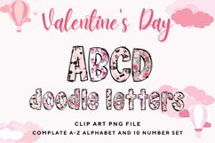 Valentine&#039;s Day Doodle Alphabet Red Heart Letters Hand Draw Product Image 1