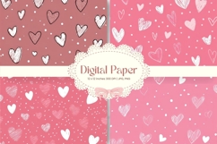 Heart Pattern Background Wallpaper Valentines Digital Paper Product Image 1