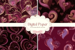 Heart Pattern Background Wallpaper Valentines Digital Paper Product Image 1