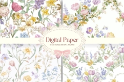 Flower Pattern Background Wallpaper Digital Paper_19 Product Image 1