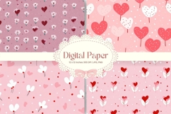 Heart Pattern Background Wallpaper Valentines Digital Paper Product Image 1