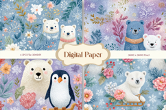 Polar Bears Background North Pole Animals Winter Wallpaper Product Image 1